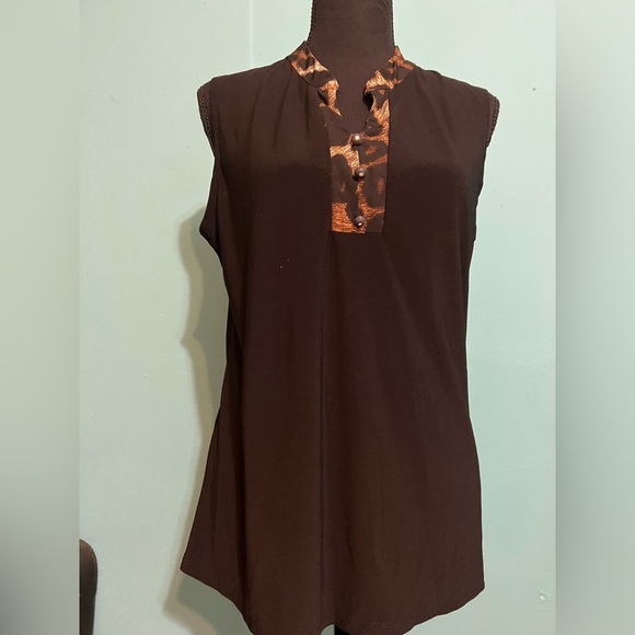 #72 Diane Belle Black/cheetah blouse - Picture 2 of 7